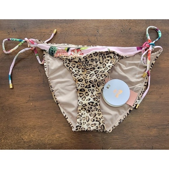 Pilyq Other - NWT Pilyq PQ M Leo Eden Mix Up Tie Side Teeny Cheetah & Pink 124059
